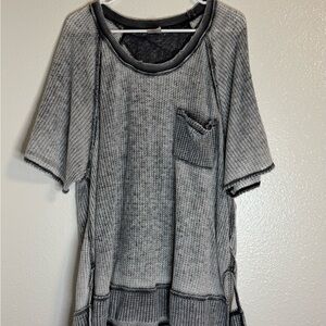 We the free Gray Short Sleeve Knit Top